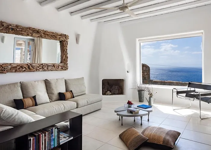 Elegant Seaside Villa, Great Views, Infinity Pool, Lia, Mykonos 别墅